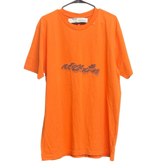 NWT Off White Virgil Abloh Graphic 3D Pencil Tee Orange SZ XL Streetwear Casual - Picture 2 of 14